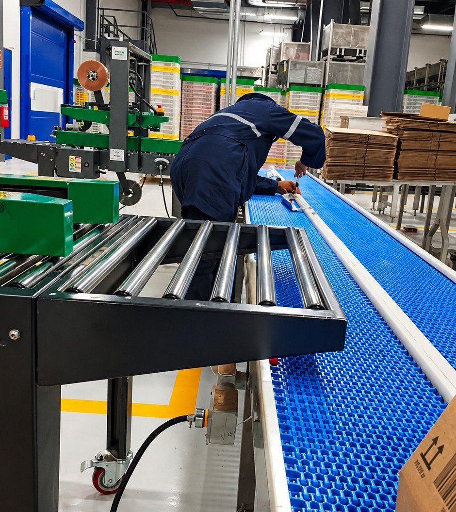 Personal de Servicios AURA realizando mantenimiento en una línea industrial